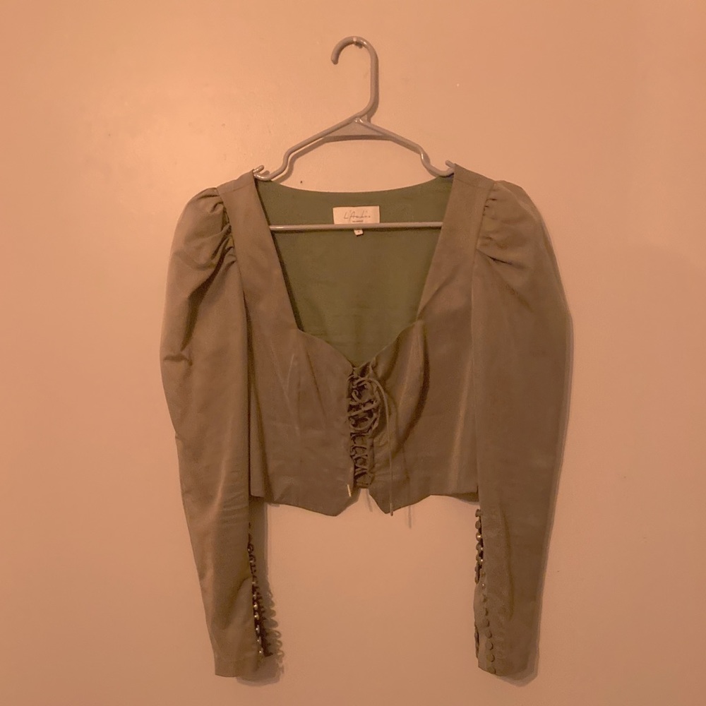 L’academie Corset Top in Muted Olive